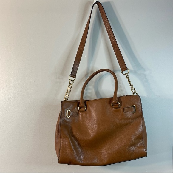 Michael Kors Women's Large Brown Leather Hamilton Crossbody Handbag - Picture 2 of 15